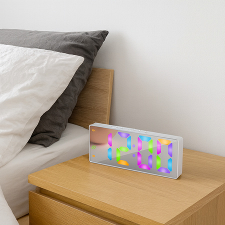 Zegar budzik cyfrowy LED RGB - DAC8 - White