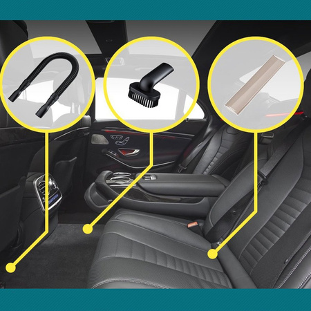 Odkurzacz samochodowy HF2001 ręczny 120W filtr HEPA końcówki kabel torba