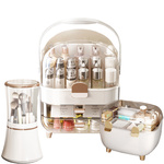 Duży zestaw 3 organizerów kosmetycznych ARIA z akrylu z szufladami wielopoziomowy biały design