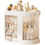 Organizer Maya clear szkatułka na kosmetyki i biżuterię 4 szufladki obrotowa pokrywa elegancki design