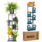 Kwietnik stojący metalowy MONDO – czarny stojak na 7 donic