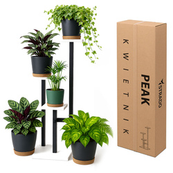 Uniwersalny stojak na kwiaty PEAK – biały, 3-poziomowy kwietnik na 3 doniczki