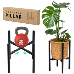 Kwietnik regulowany metalowy PILLAR – czarny stojak na kwiaty