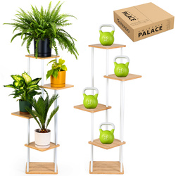 Kwietnik stojący metalowy PALACE – biały stojak na 5 donic