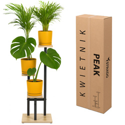 Uniwersalny stojak na kwiaty PEAK – czarny, 3-poziomowy kwietnik na 3 doniczki